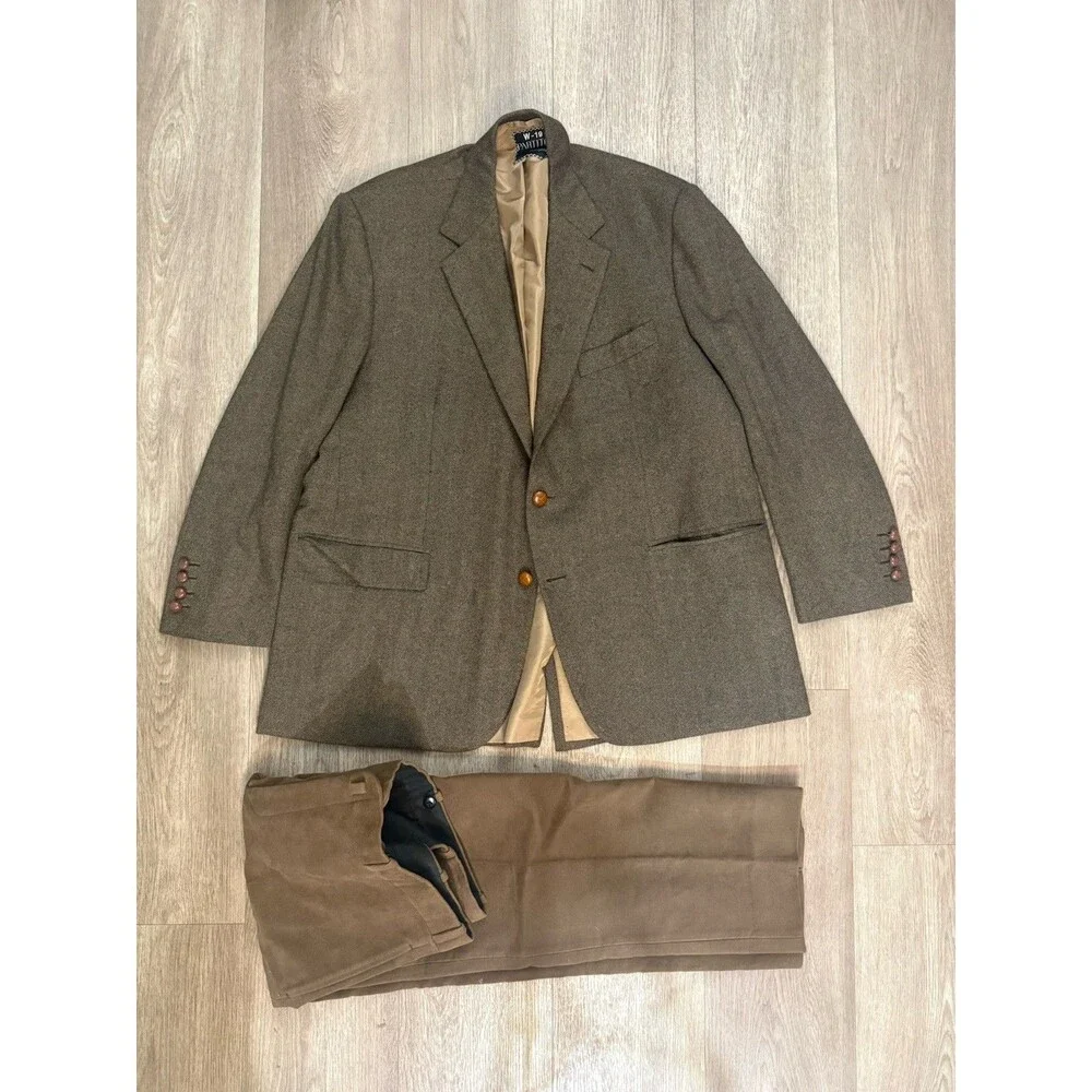 Raymond Partito Philadelphia Two Piece Custom Suit 2019 ~52R Suede Pants 42x28